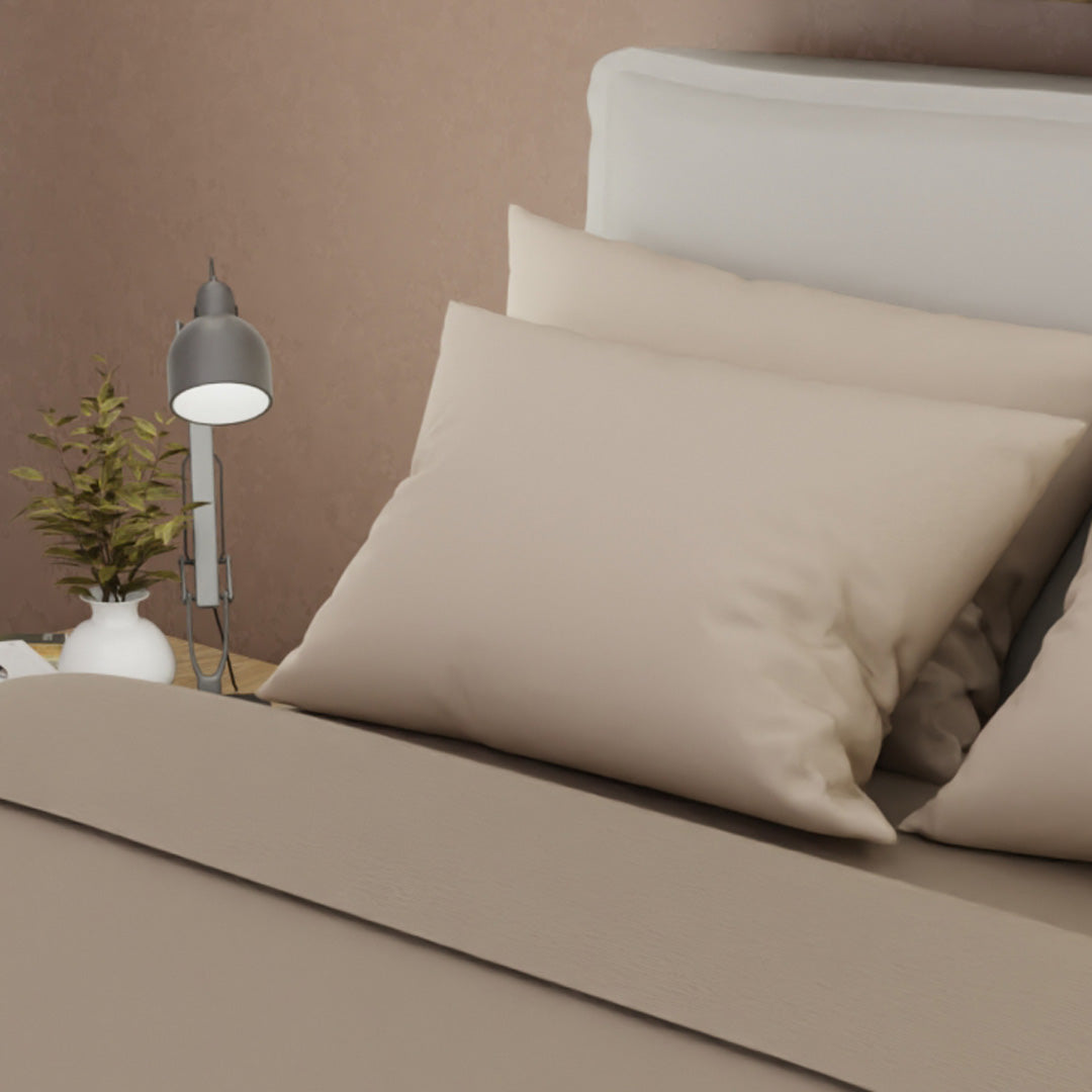 Juego De Sabanas 4 Fundas Linea My House Crema Suavizada