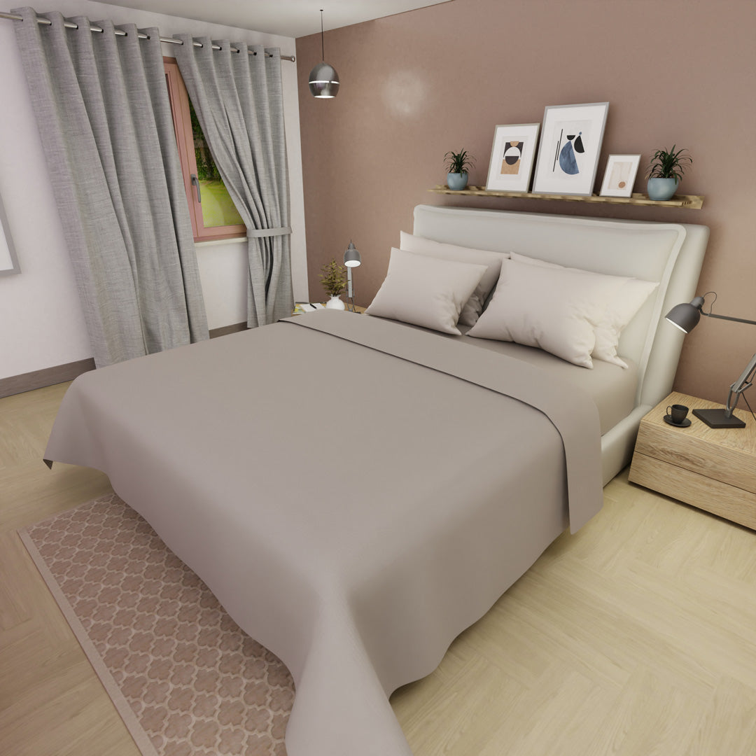 Juego De Sabanas 4 Fundas Linea My House Beige Suavizada