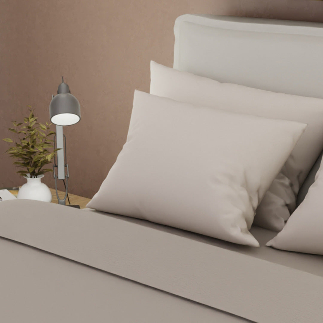 Juego De Sabanas 4 Fundas Linea My House Beige Suavizada