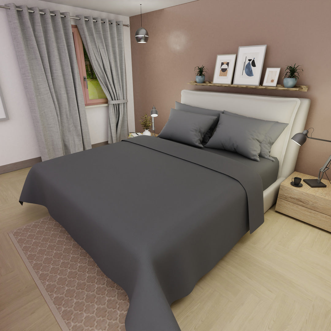 Juego De Sabanas 4 Fundas Linea My House Gris Suavizada