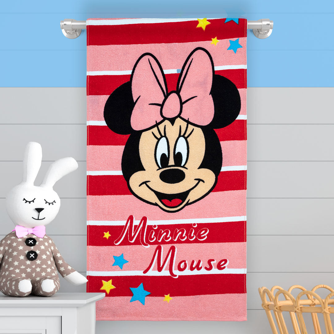 Toalla Infantil 320 Gramos Minnie Rayas Divertidas