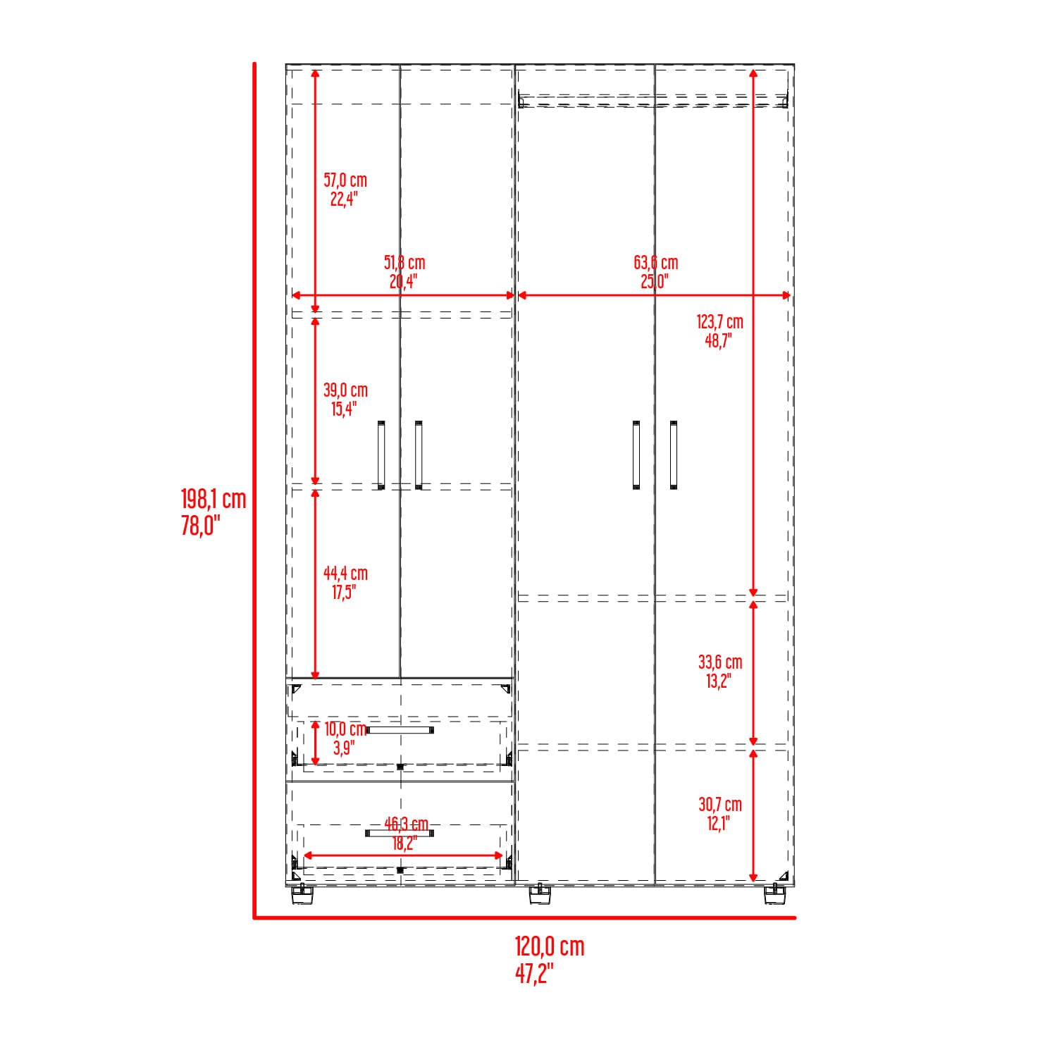 Closet Barilo 2 Cajones 200X120X45 Rta Fresno Eu Wengue
