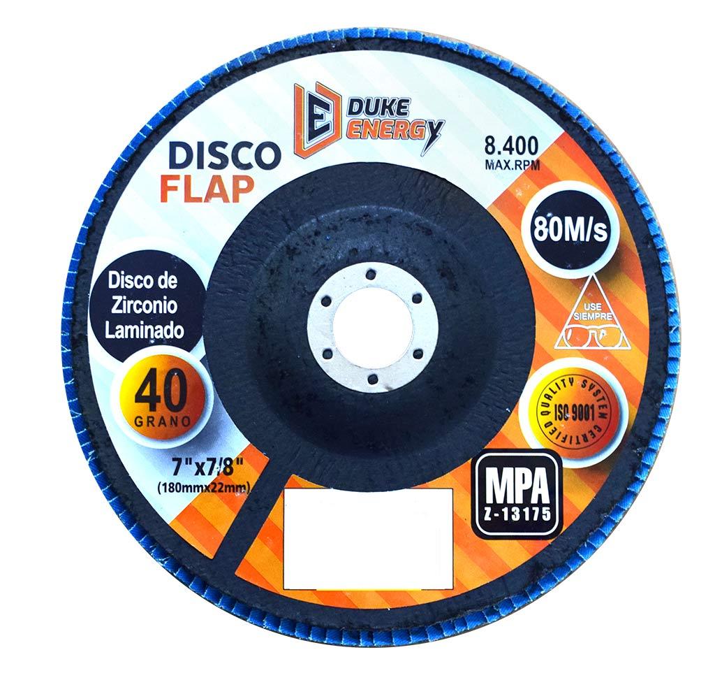 Disco Flap Duke Energy 7 Grano 40 Zirconio 180Mm X 22Mm Ht1292