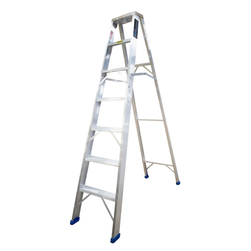 Escalera De Aluminio 6 Peldano 7 Pasos T1 Industrial Cap 180 Kilos Uduke Con Plataforma  Ht1316N