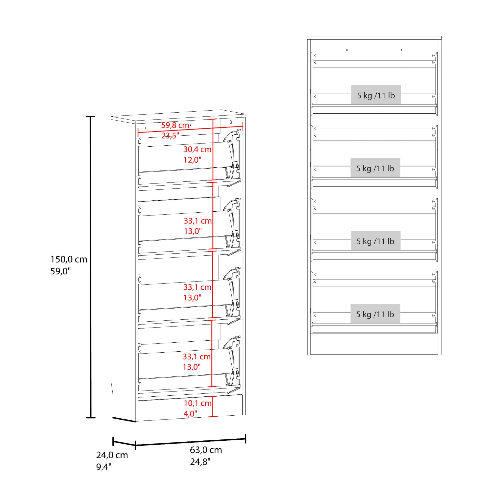 Zapatero Inola 4 Puertas 175X63X24 Rta Kronos Wengue Zf