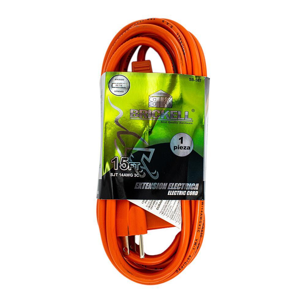Extension Naranja 15Ft Con Toma X 3 Brickell Sb587