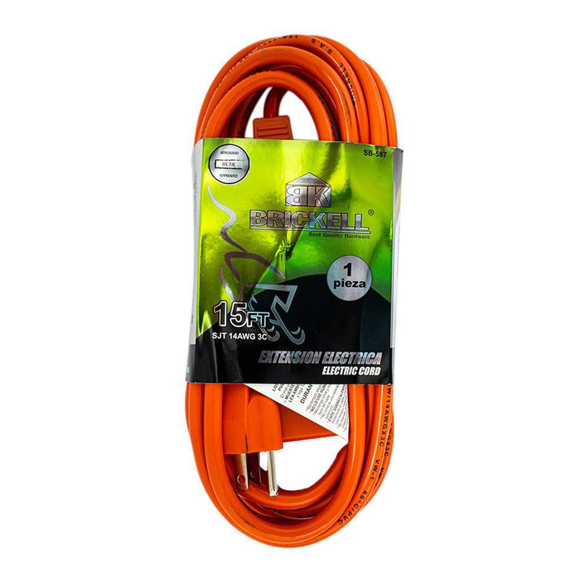 Extension Naranja 15Ft Con Toma X 3 Brickell Sb587
