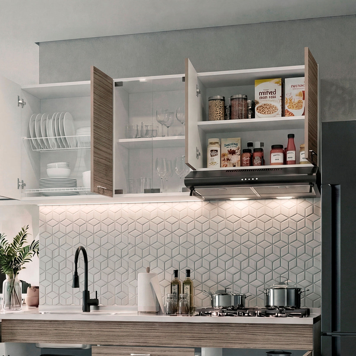 Mueble Superior Cocina Lumina 60X150X31 Rta Blanco Positano