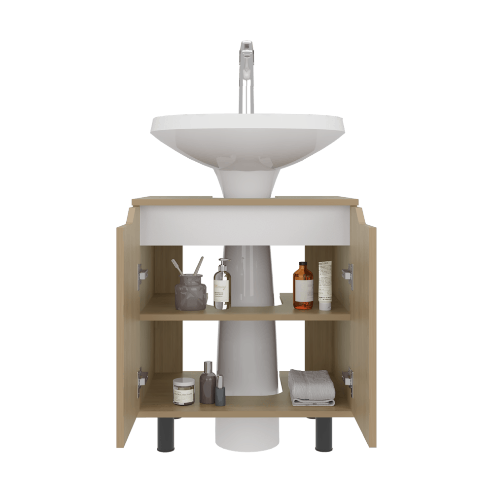 Mueble Lavamos De Pedestal Marlo 63X55X41 Rta Fresno Blanco Zf