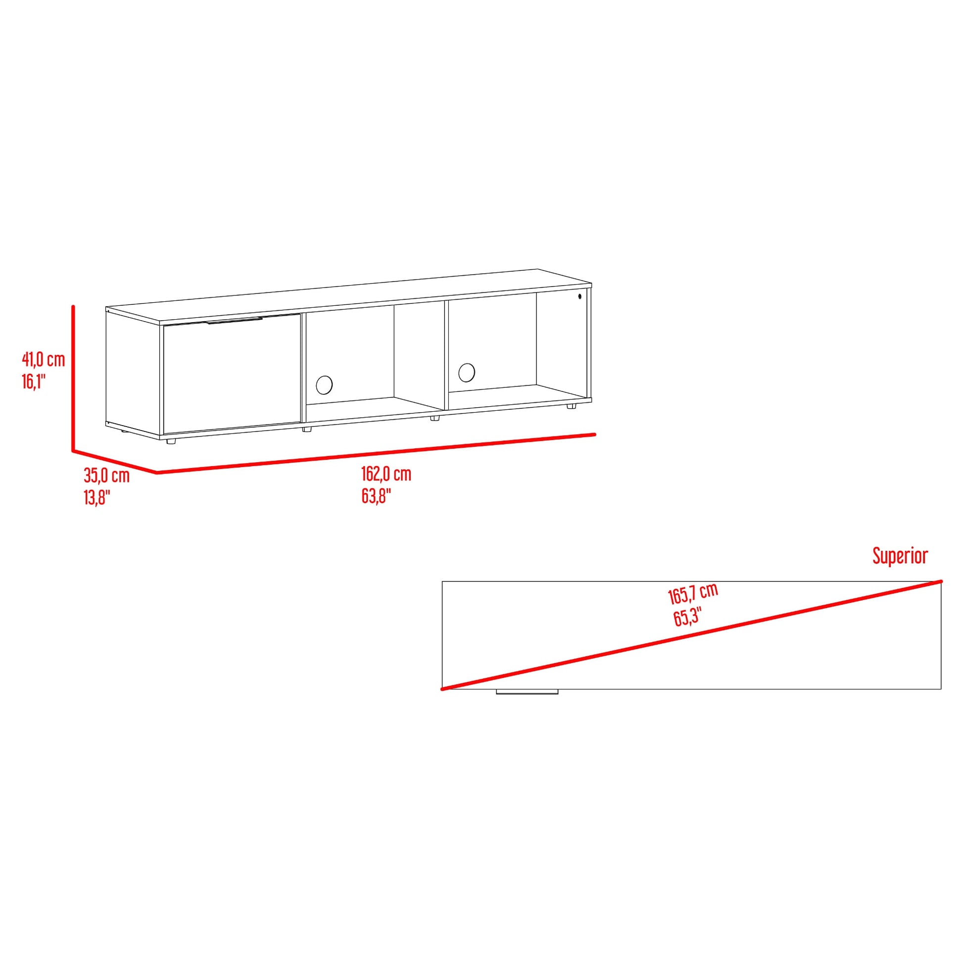 Rack De Tv 65" Dorne 41X162X35 Rta Avellana Wengue Zf