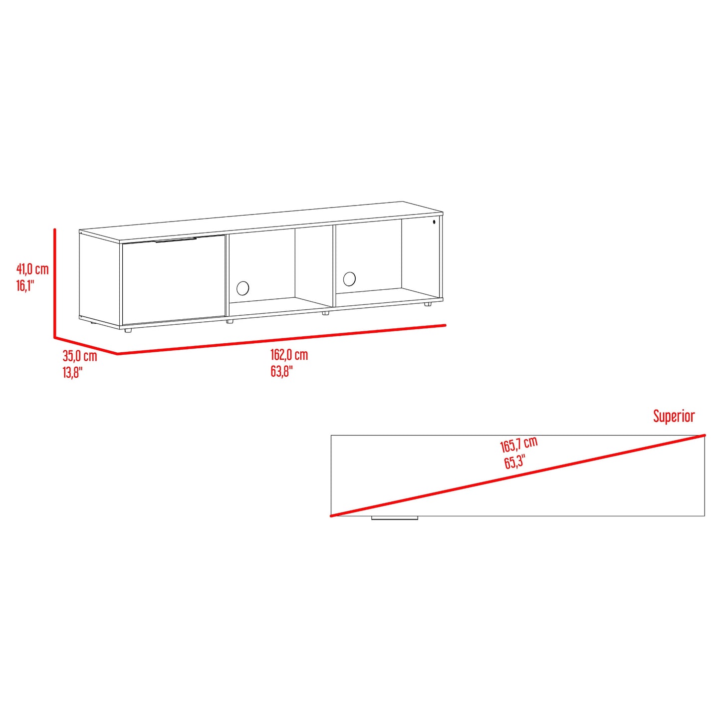 Rack De Tv 65" Dorne 41X162X35 Rta Avellana