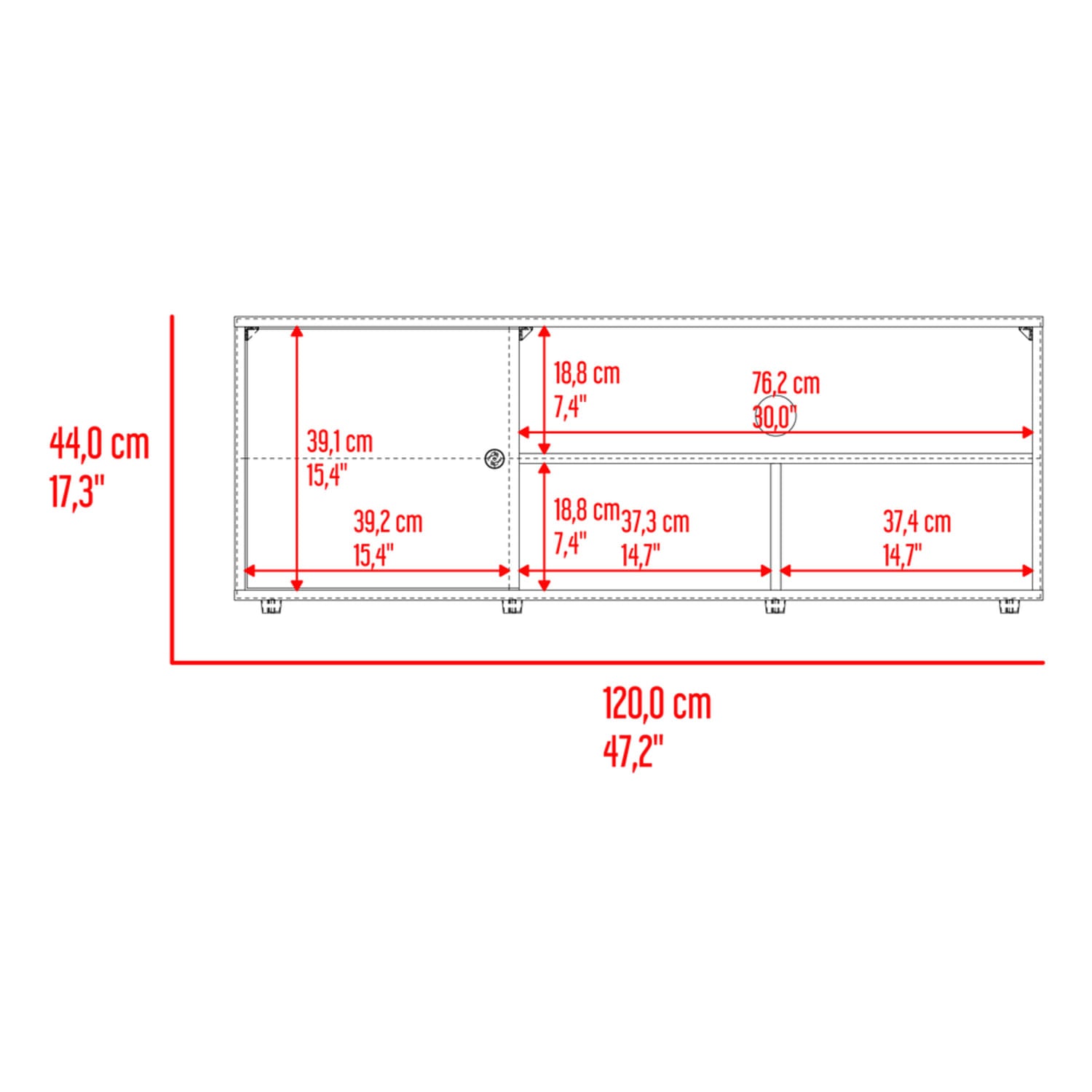 Mueble Tv 55" Noah 44X120X40 Rta Wengue Blanco Zf