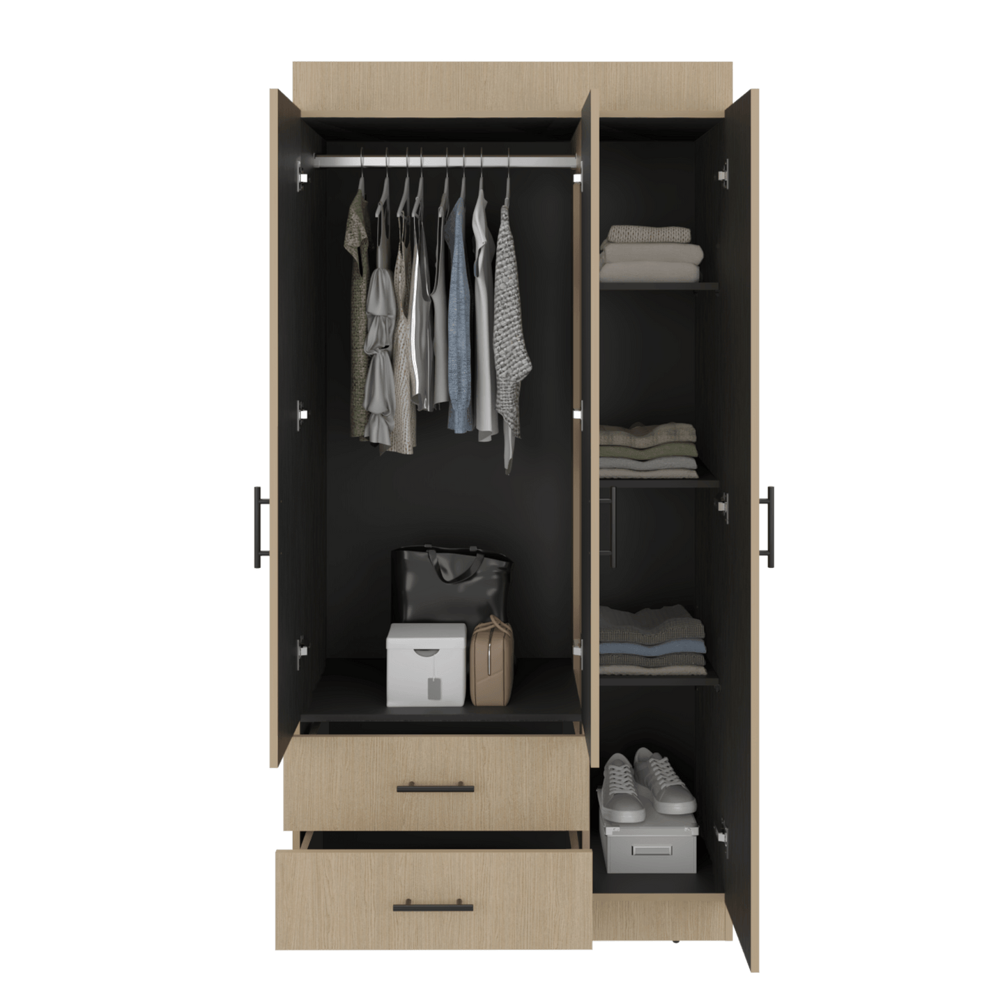 Closet Houston 3 Puertas 2 Cajones 180X90X47 Rta Cartagena Wengue