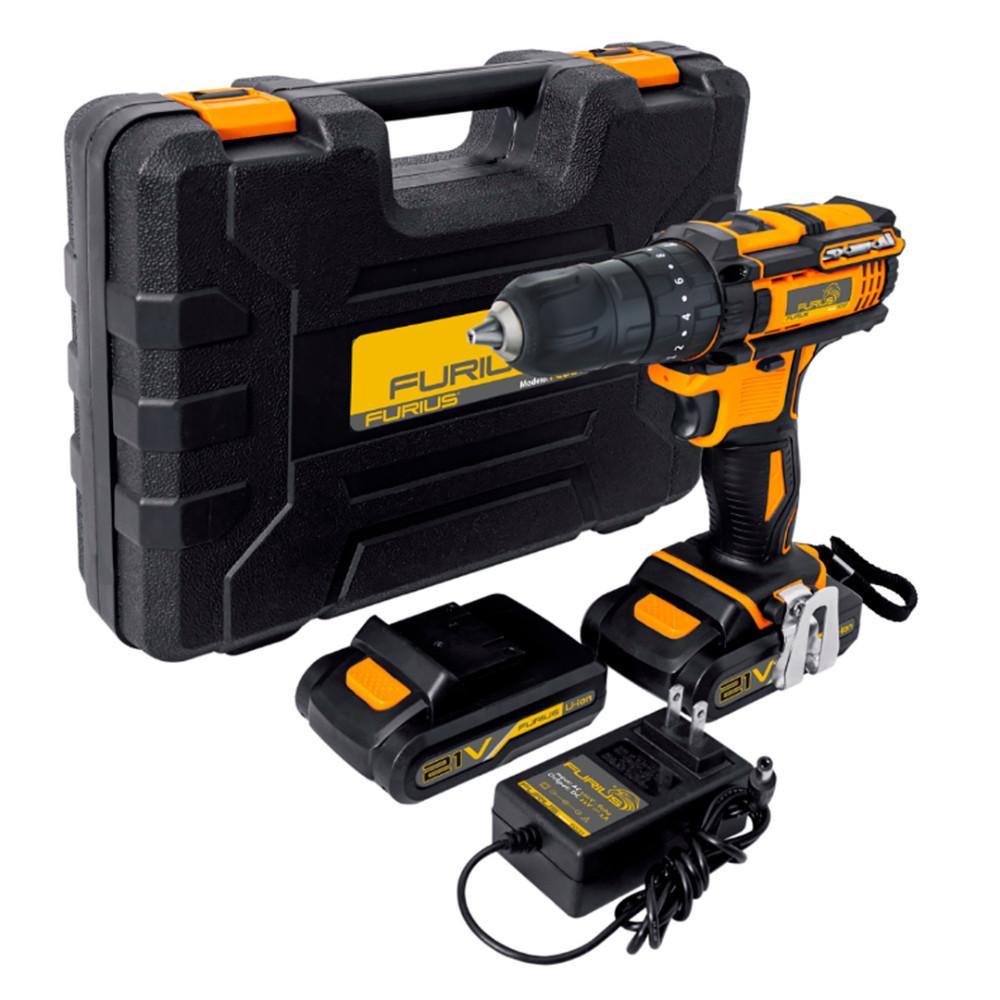 Taladro Furius Percutor De 12 Inalambrico Ion De Litio 21V Inlc 2 Baterias Y Estuche Fcd21