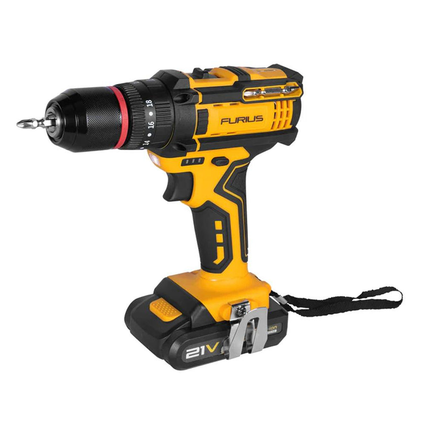 Taladro Furius Percutor De 12 Inalambrico Ion De Litio 21V Inlc 2 Baterias Y Estuche Fcd21
