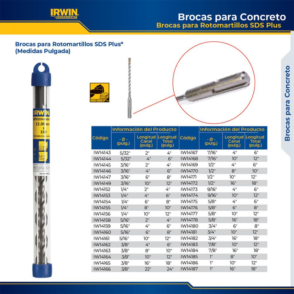 Broca Sds Plus Irwin 12 X 10 Iw14170