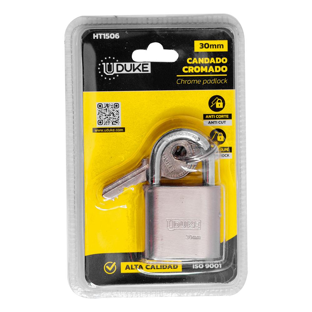 Candado 30Mm Cromado Pulido En Blister Uduke Ht1506