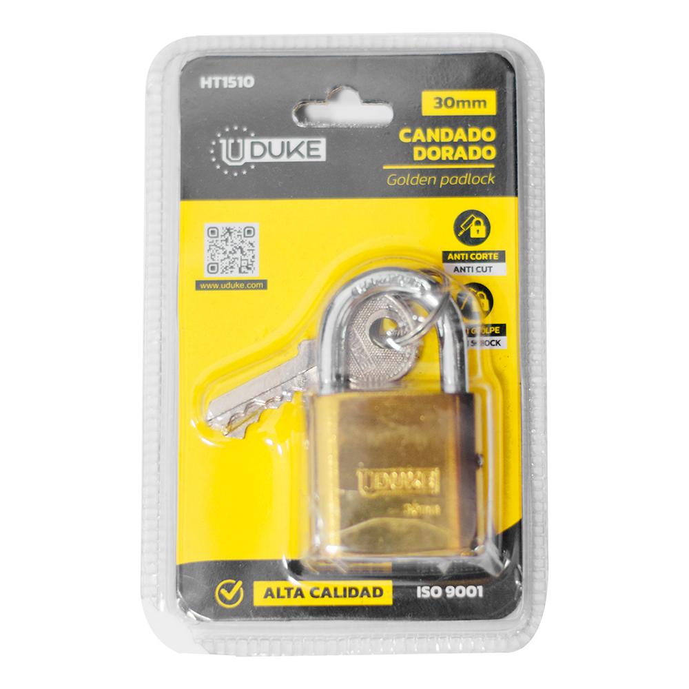 Candado 30Mm Dorado Pulido En Blister Uduke Ht1510