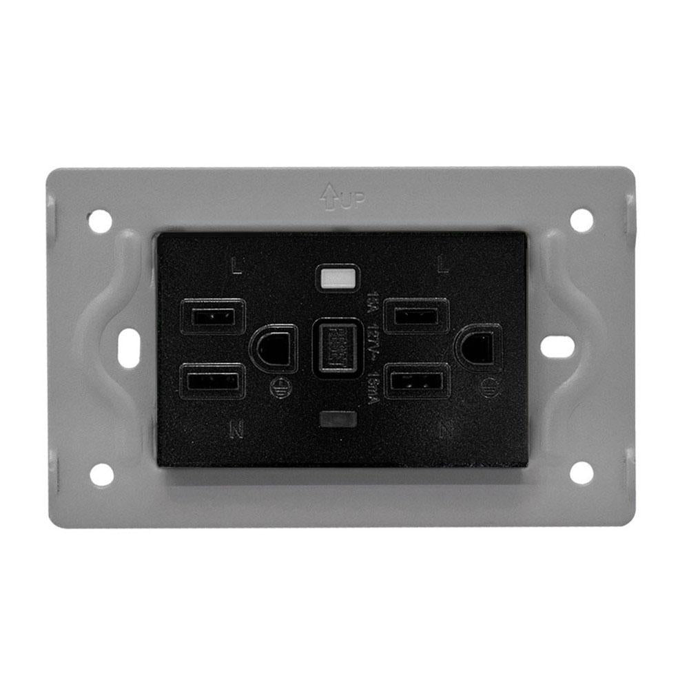 Toma Doble Gfci Luxor Negro Duke Energy 15A127V V17020