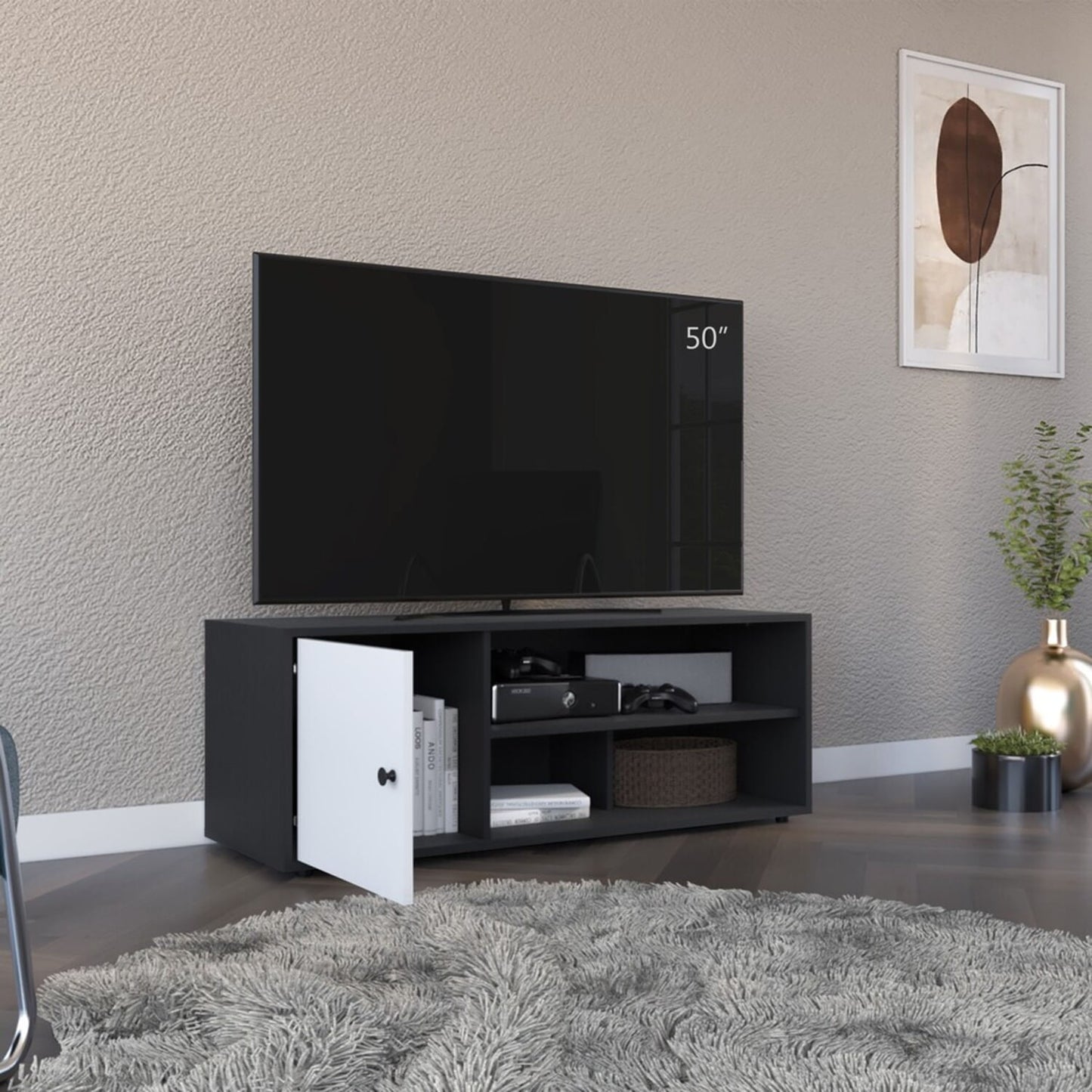 Mueble Tv 55" Noah 44X120X40 Rta Wengue Blanco Zf