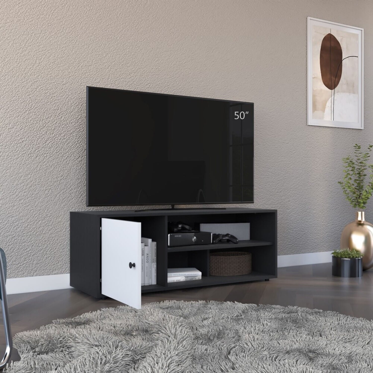 Mueble Tv 55" Noah 44X120X40 Rta Wengue Blanco Zf
