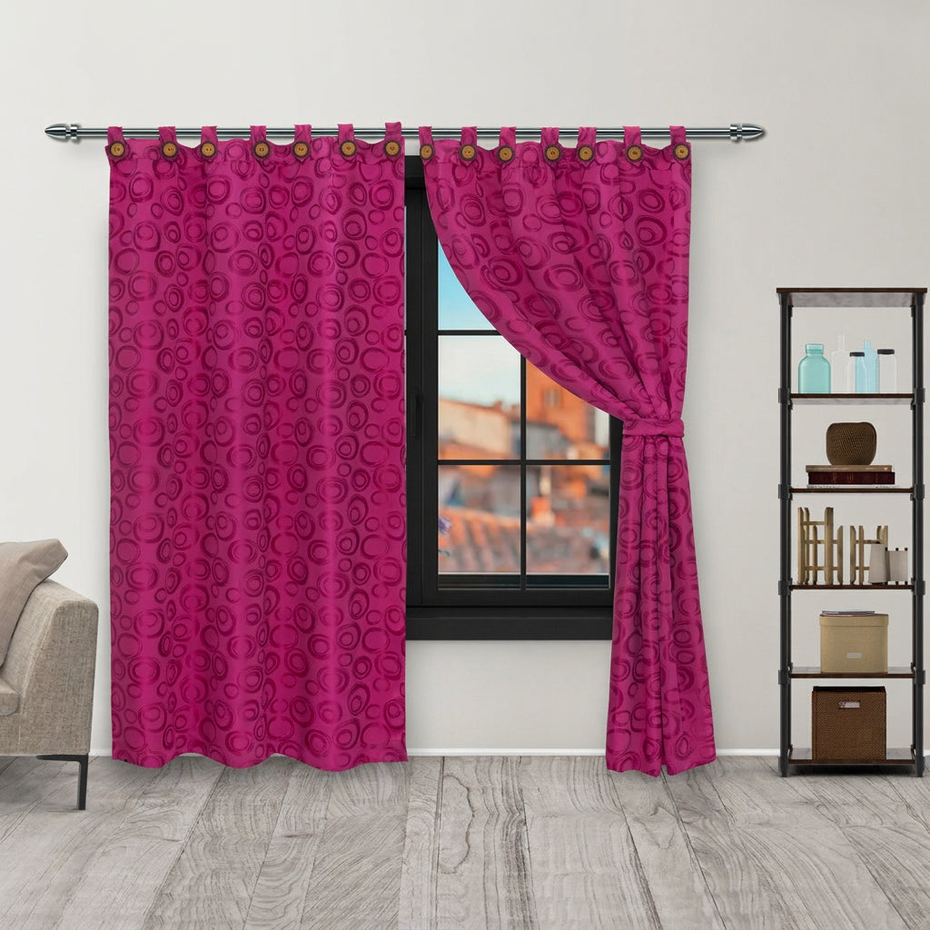 Cortina Yacar Boton Fucsia Elegante