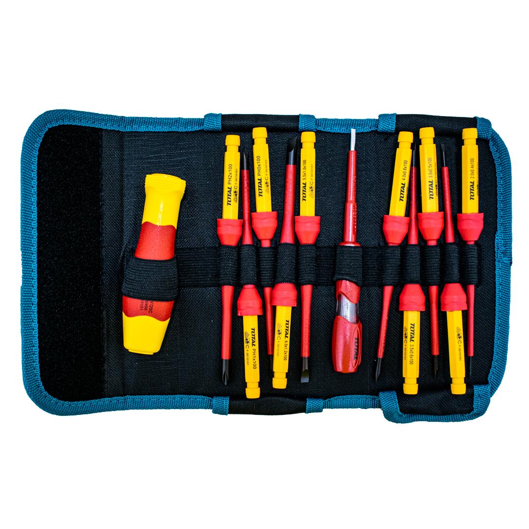 Destornillador Aislado 1000V Industrial Juego X 12 Pzs Intercambiable Total Thkisd1201