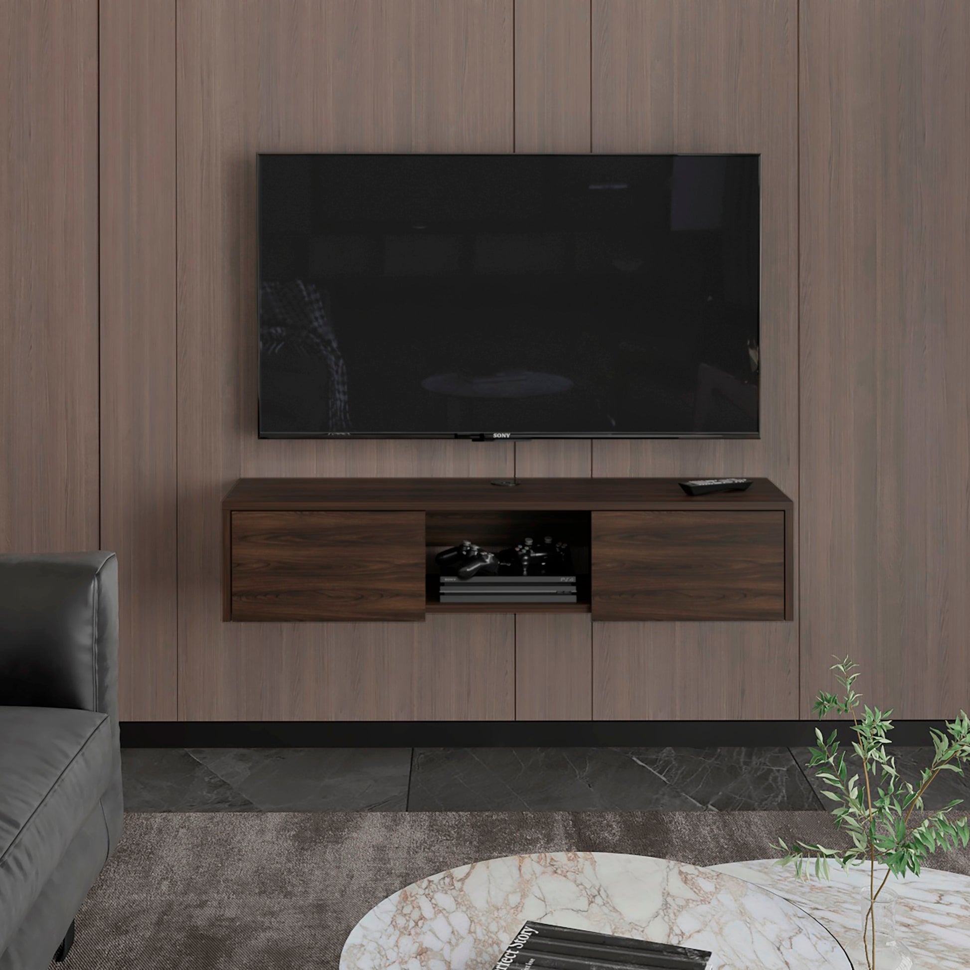 Repisa De Tv Glen Multifuncional 26X125X29 Rta Nogal Europeo