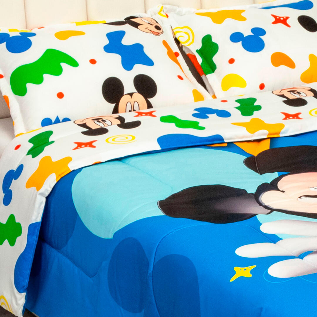 Cubrelecho Acolchado Disney Core Mickey Jr Azul Estampados Animados