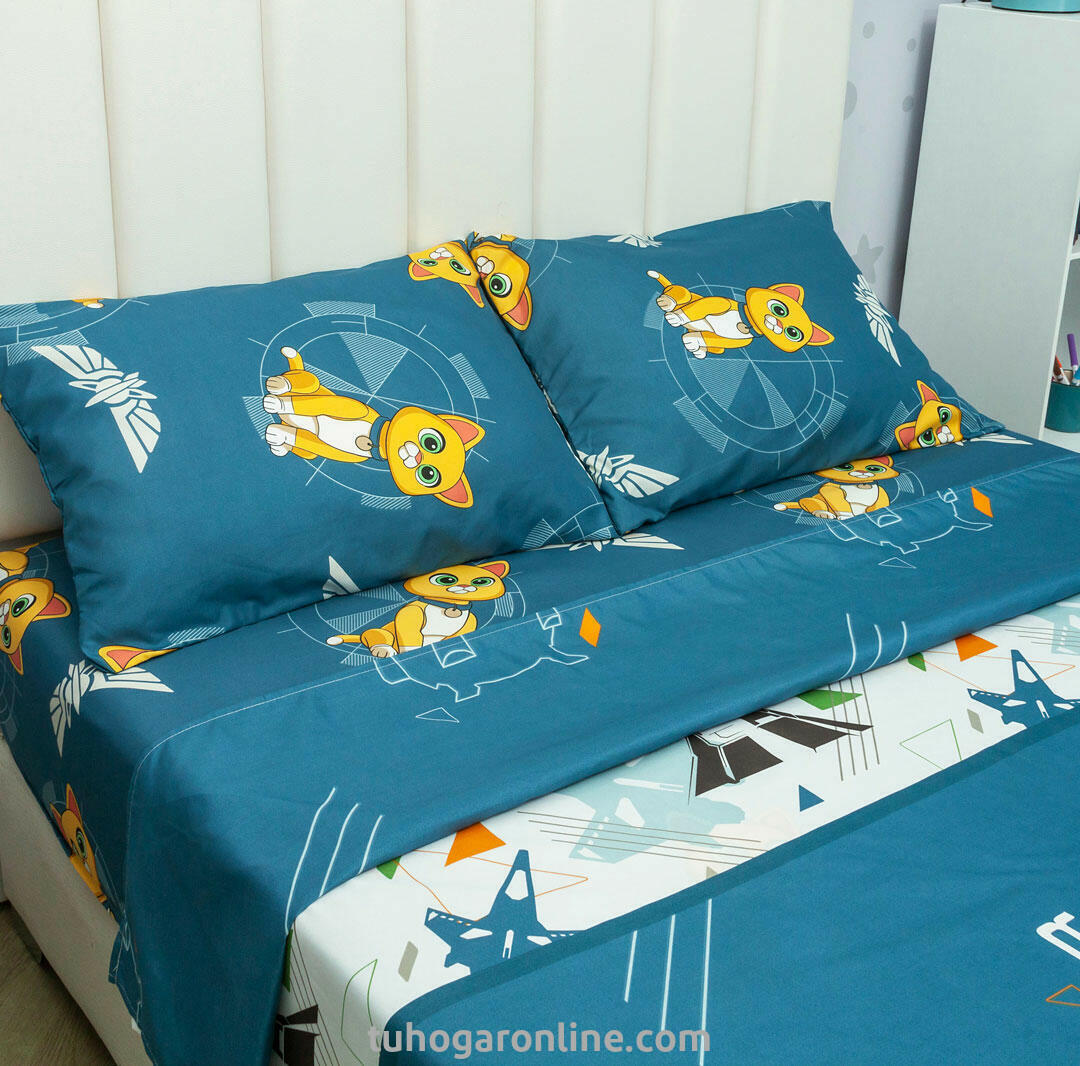 Juego De Sábana Con Cortinas Cama Doble Disney Lightyear Sox Azul Estampados Animados
