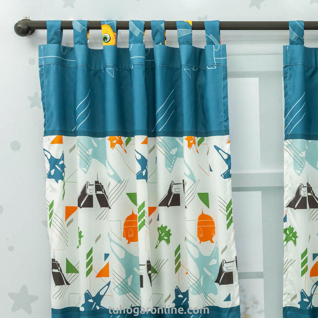 Juego De Sábana Con Cortinas Cama Doble Disney Lightyear Sox Azul Estampados Animados