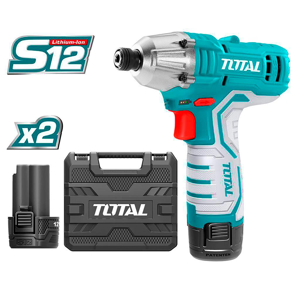 Atornillador De Impacto Inalambrico 14 12V Incluye 2 Baterias Y Cargador Caja Plastica Total Utirli1201