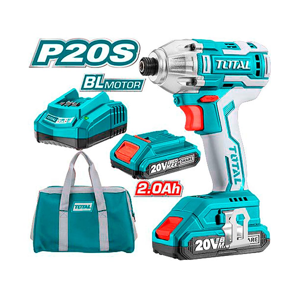 Atornillador De Impacto Inalambrico 14 Industrial 20V Hexagonal Incluye 2 Baterias 1 Cargador Total Utirli2002