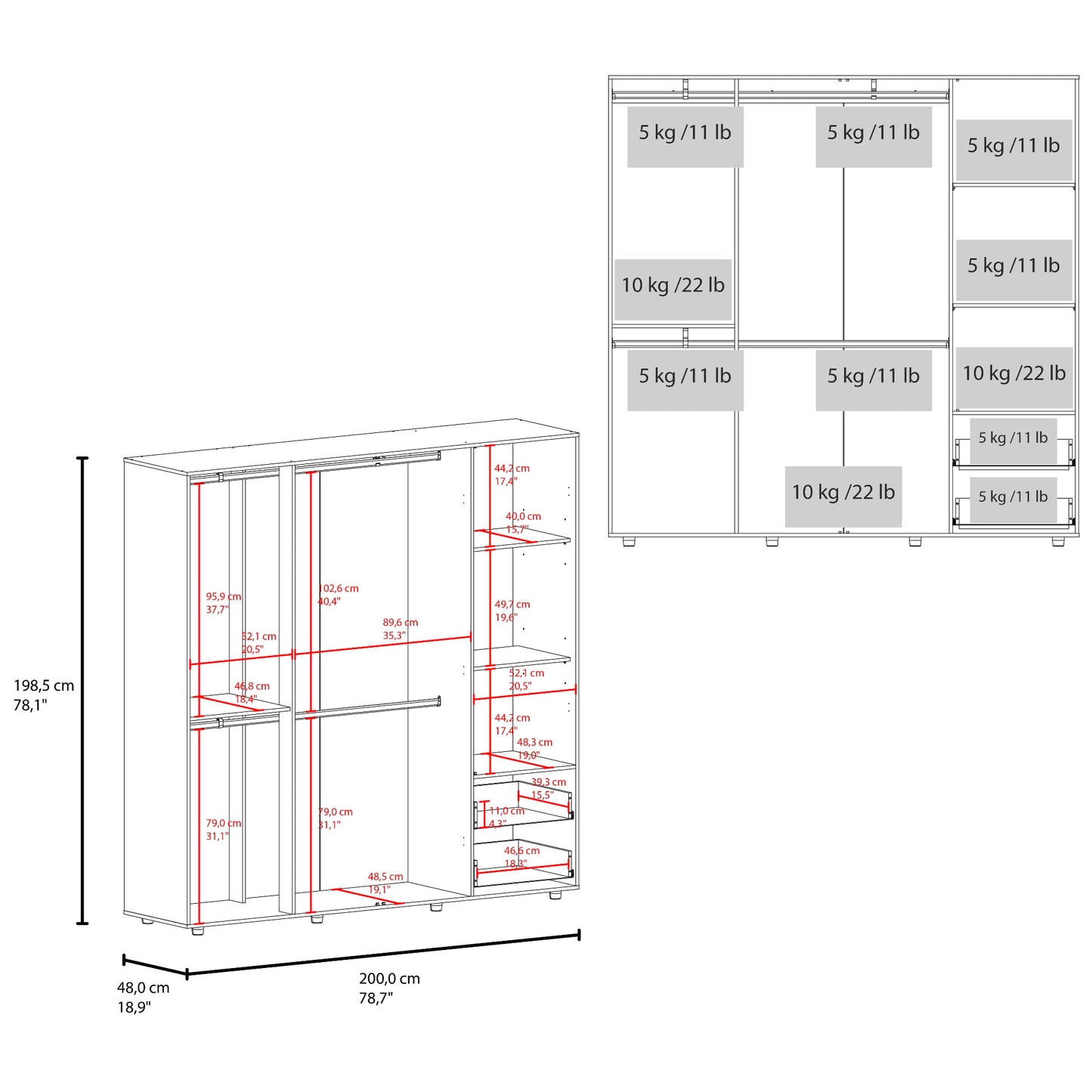 Closet Vance 200X200X48 Rta Kronos Blanco Zf Zf