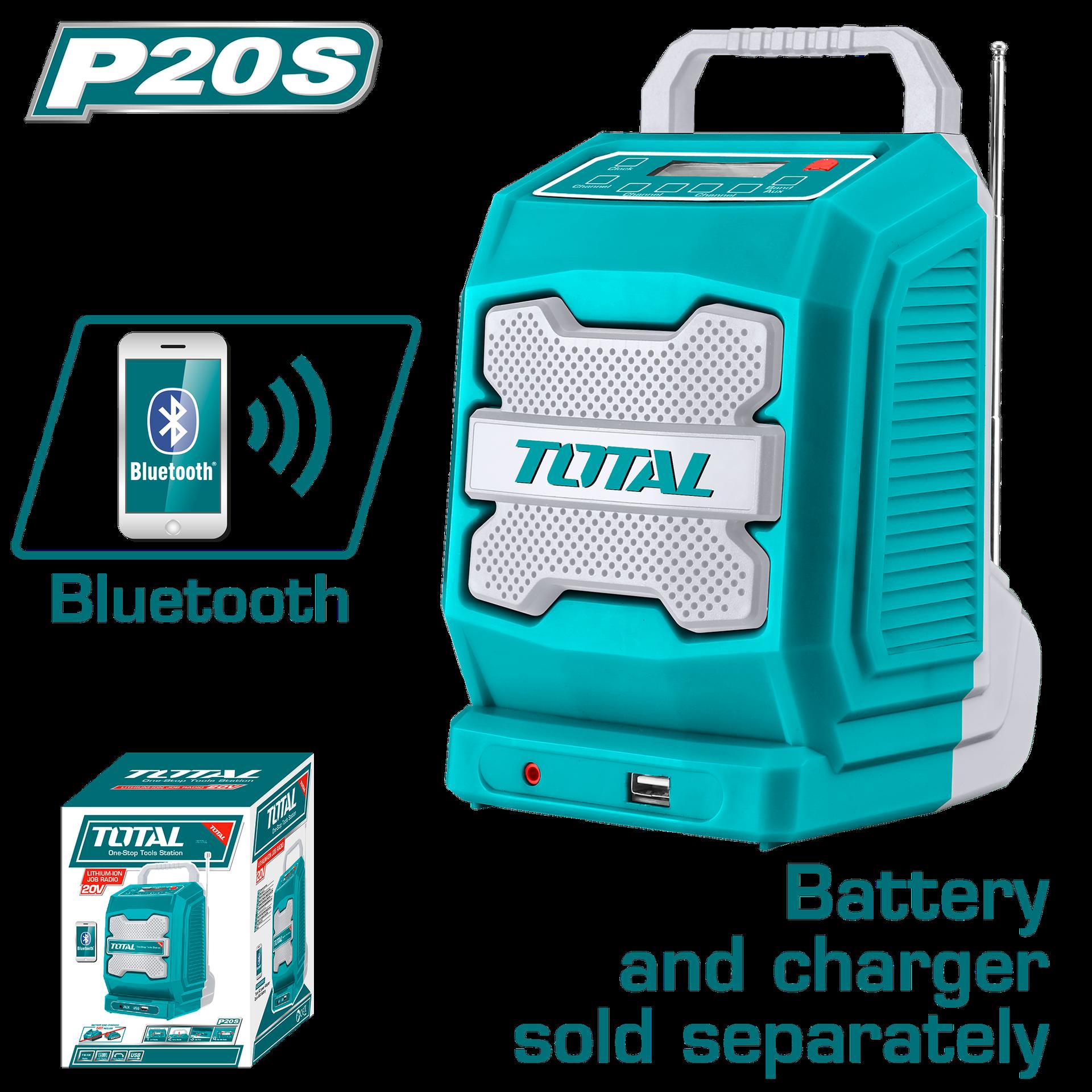 Parlante Inalambrico 20V Bluetooth Bateria Y Cargador No Incluido Total Tjrli2001
