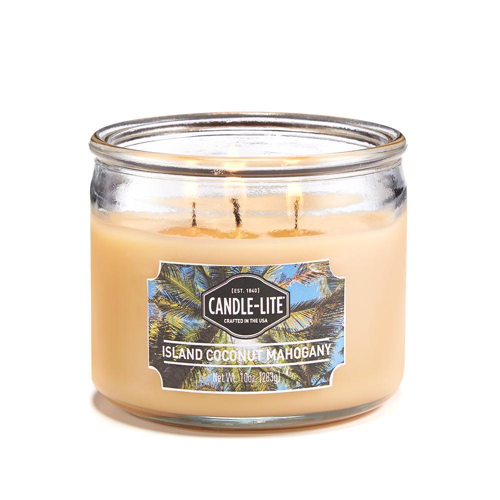 Vela 10 Oz Tres Mechas Island Coconut Mahogany Candle Lite 1879127