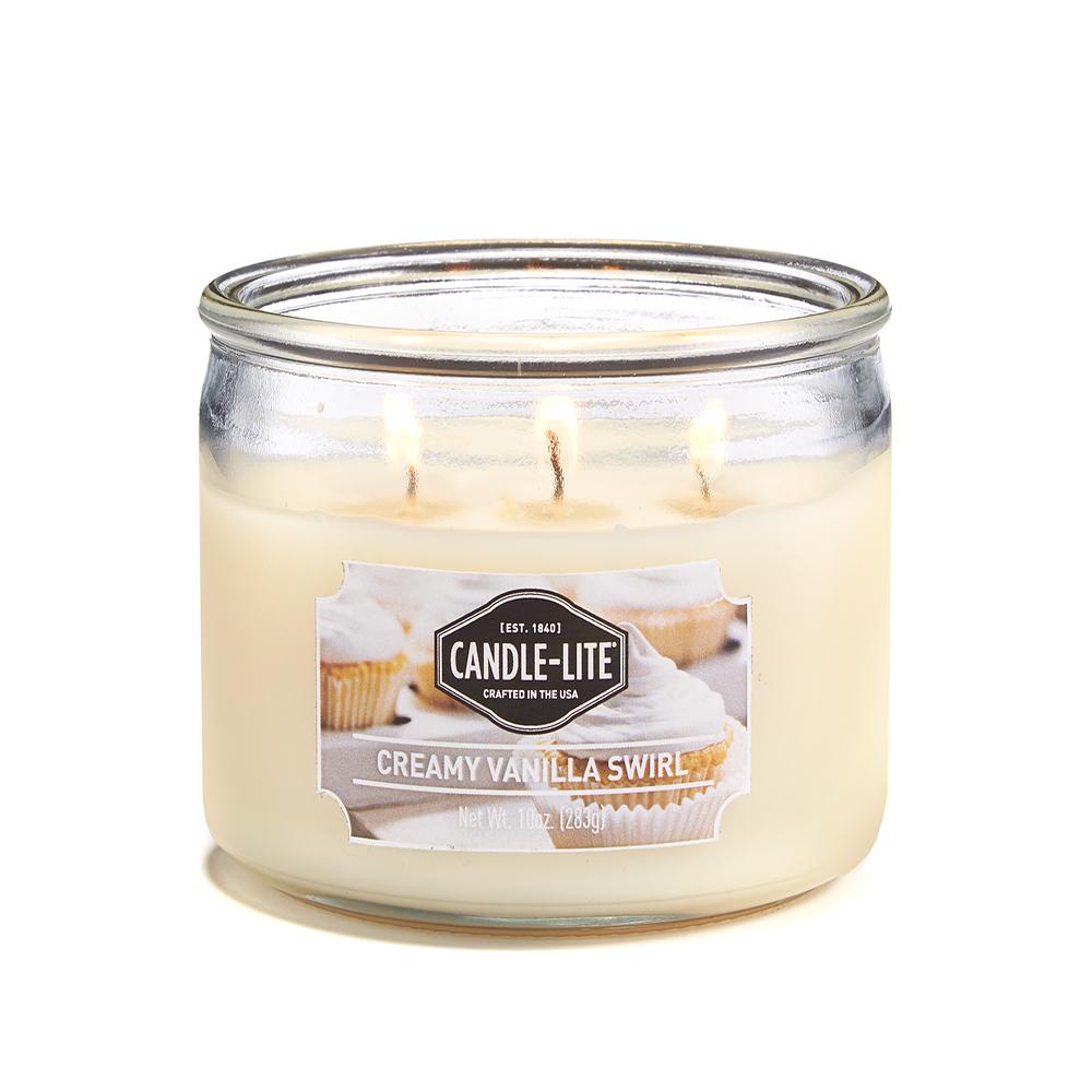 Vela 10 Oz Tres Mechas Creamy Vanilla Swirl Candle Lite 1879553