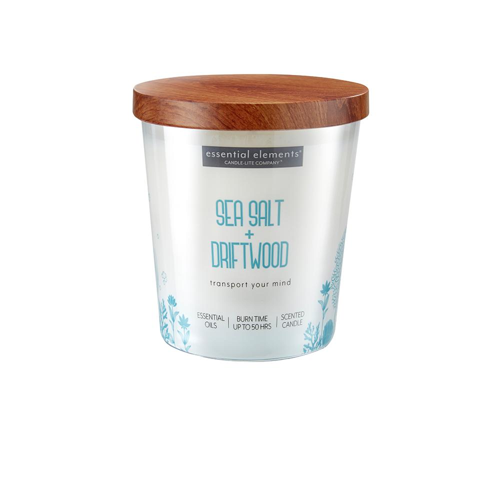 Vela 9 Oz Essential Elements Sea Salt  Driftwood Candle Lite 4471368