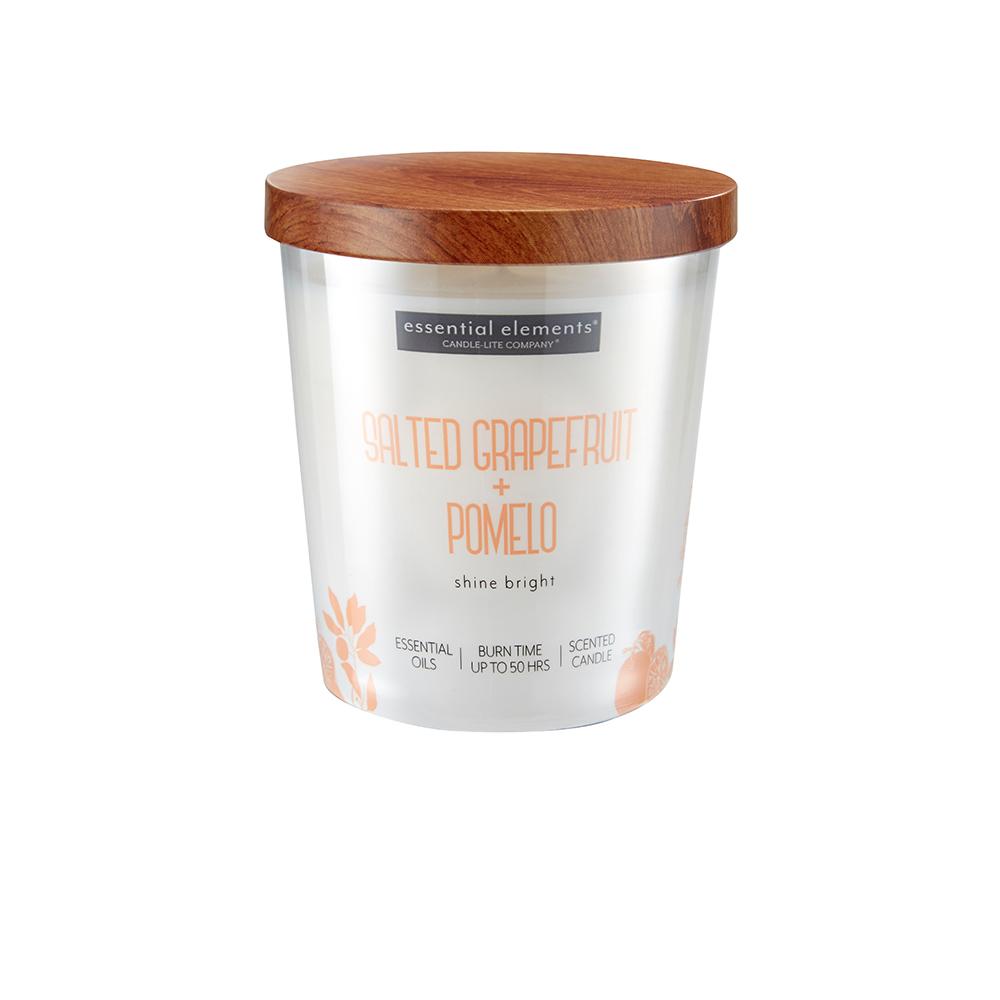 Vela 9 Oz Essential Elements Salted Grapefruit  Pomelo Candle Lite 4471396
