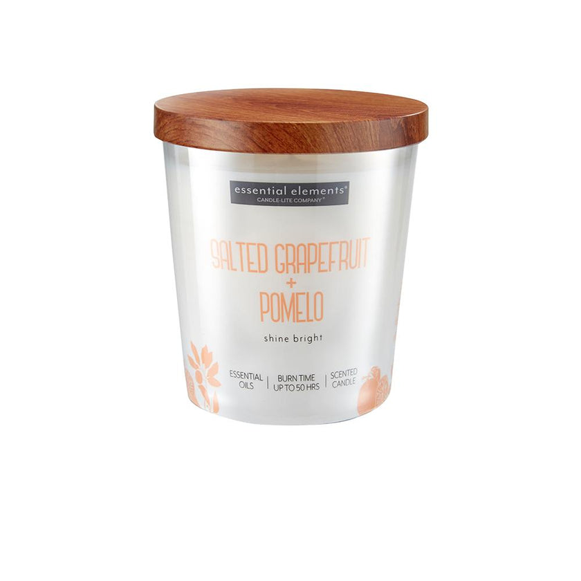 Vela 9 Oz Essential Elements Salted Grapefruit  Pomelo Candle Lite 4471396