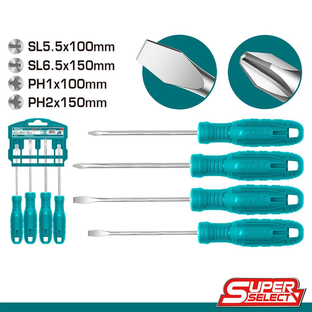Juego Destornilladores X 4Pcs Pala Y Estria Total Thtdc250401