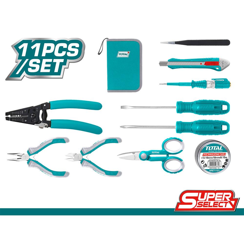 Kit De Herramientas X 11 Pzs Para Electricista Total Super Select Tkets0111