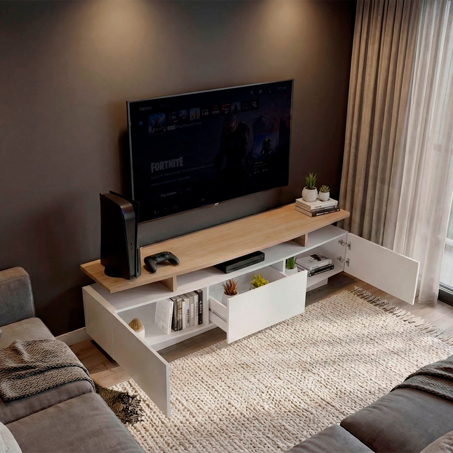 Rack Tv Serena 51X180X40 Rta Blanco Mqz Fresno