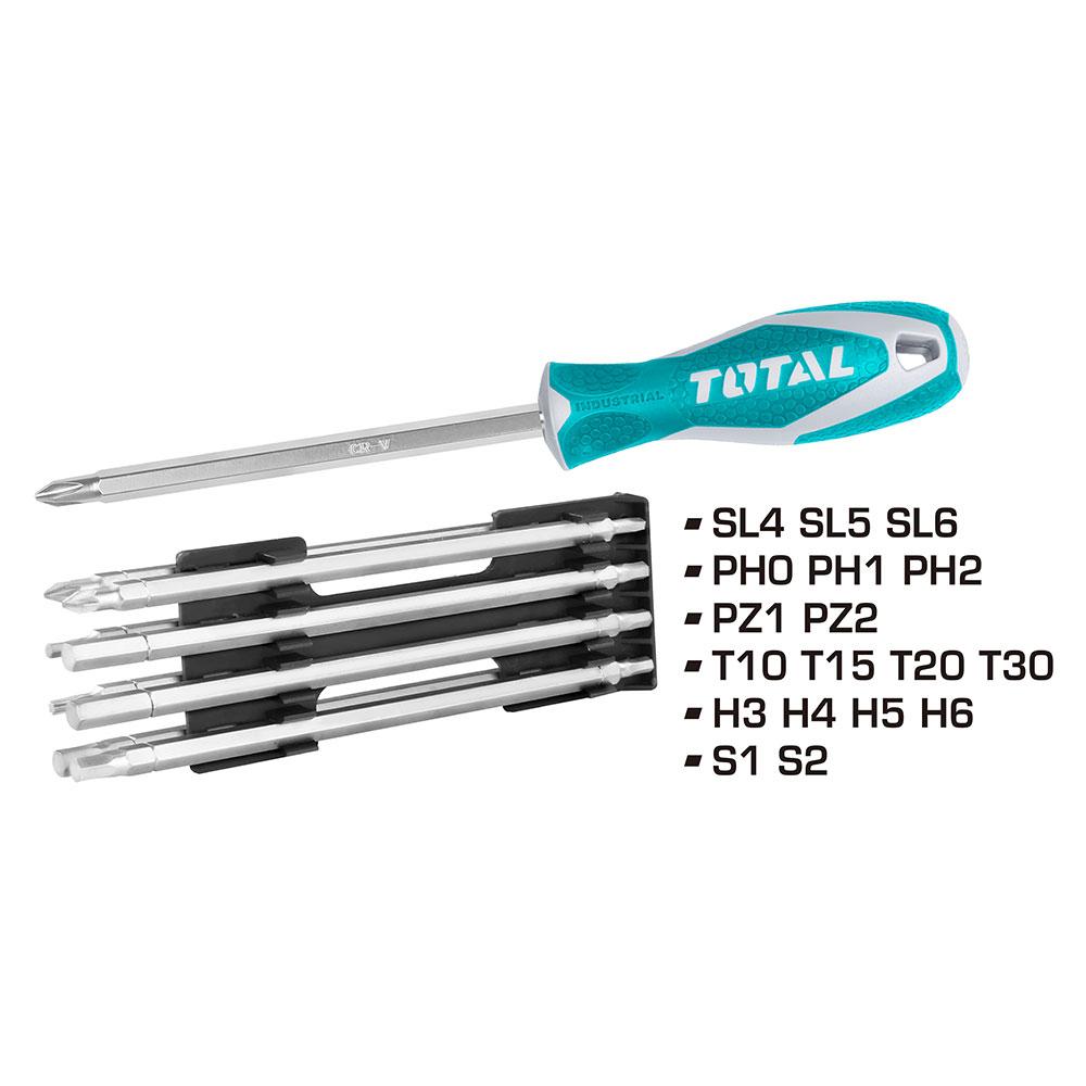 Destornillador 18 En 1 Cromo Vanadium Intercambiable Total Tht250236