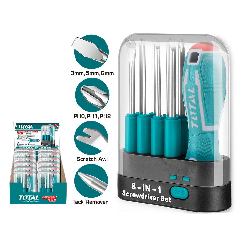 Destornillador 8 En 1 Cromo Vanadium Intercambiable Total Tht250906