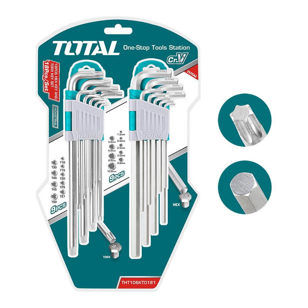 Alem Y Torx Industrial Juego X 18 Pzs Extra Largas Total Tht106Kt0181