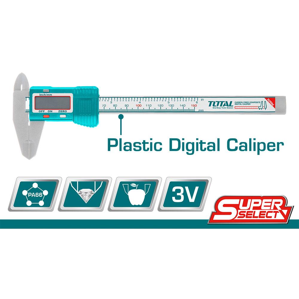 Calibrador Pie De Rey 3V Digital Plastico Super Select Total Tmt331501