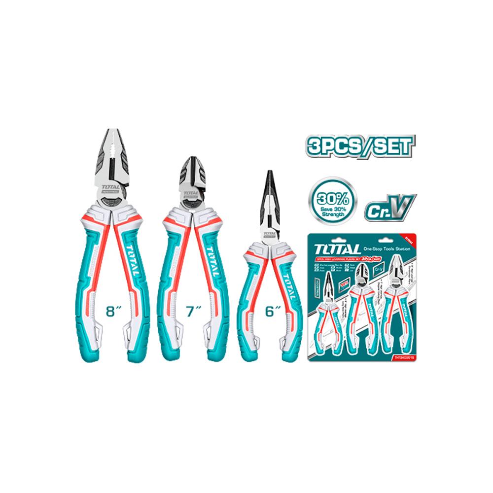 Juego De Alicates X 3 Pzs Industrial Pinza 6Cortafrio 7Alicate 8 Total Tht2K0301S