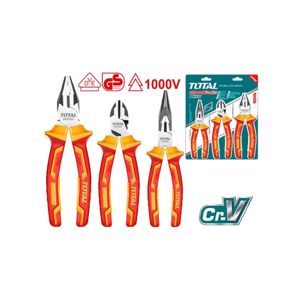 Juego De Alicates Aislados X 3 Pzs Industrial Pinza 6Cortafrio 6Alicate 8 Total Tht2K0302