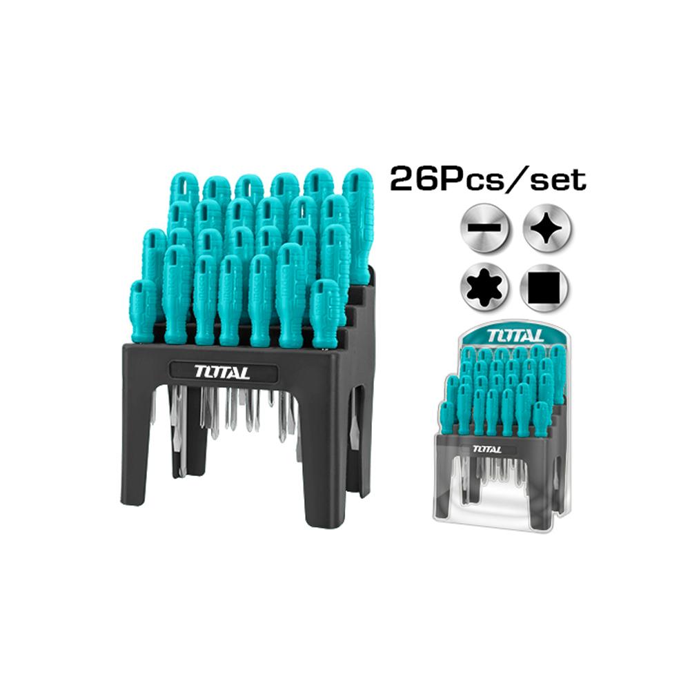 Destornillador Cromo Vanadium Juego X 26 Pzs Total Thtdc252601